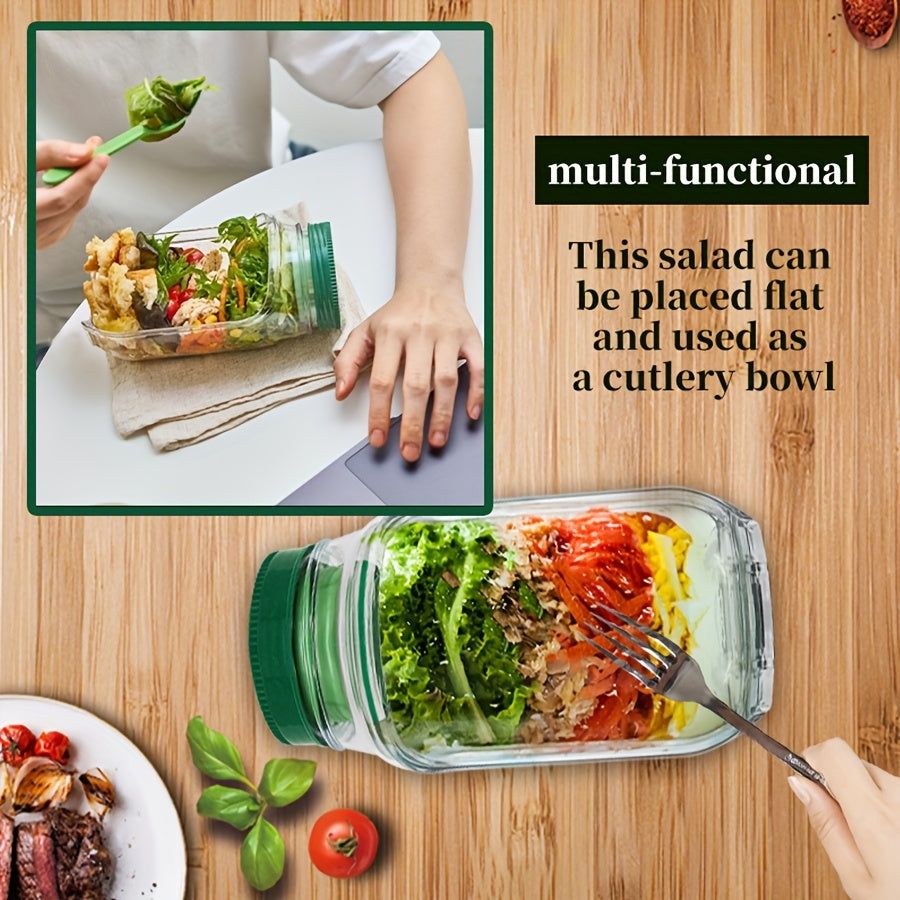 Side-Opening Salad Mason Jar, Leak-Proof Dressing Container