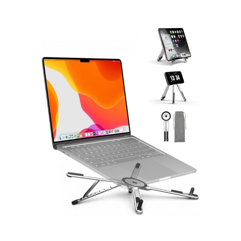 4-in-1 Foldable Laptop Stand & Magnetic Phone Holder