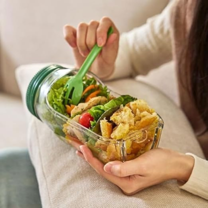 Side-Opening Salad Mason Jar, Leak-Proof Dressing Container