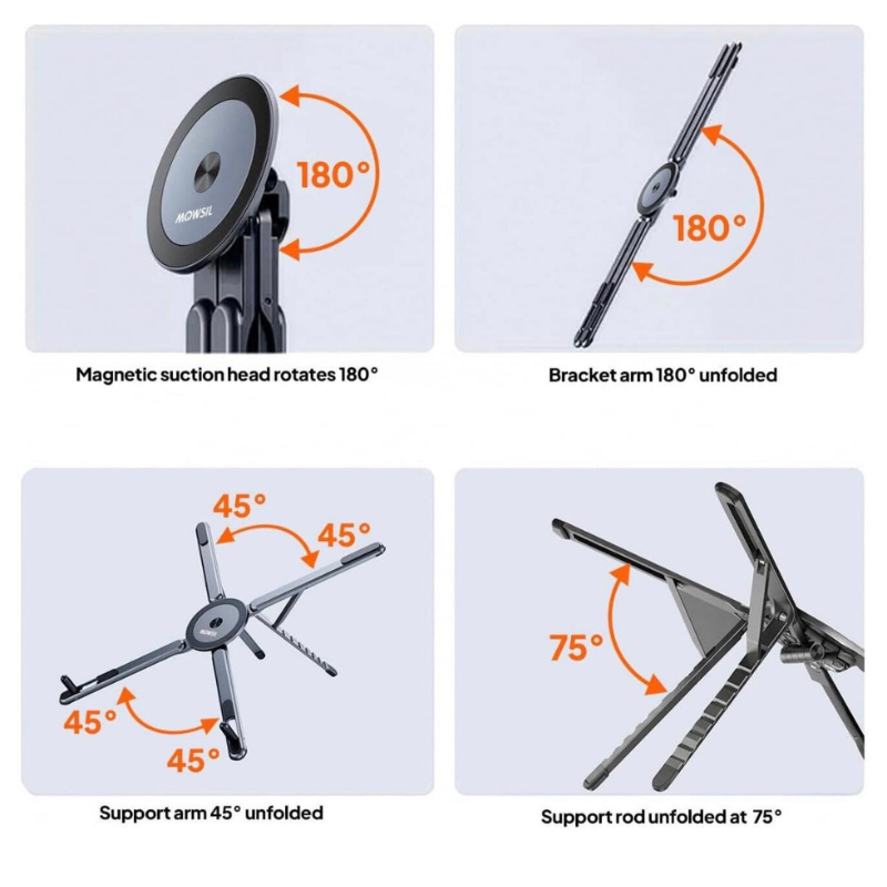 4-in-1 Foldable Laptop Stand & Magnetic Phone Holder