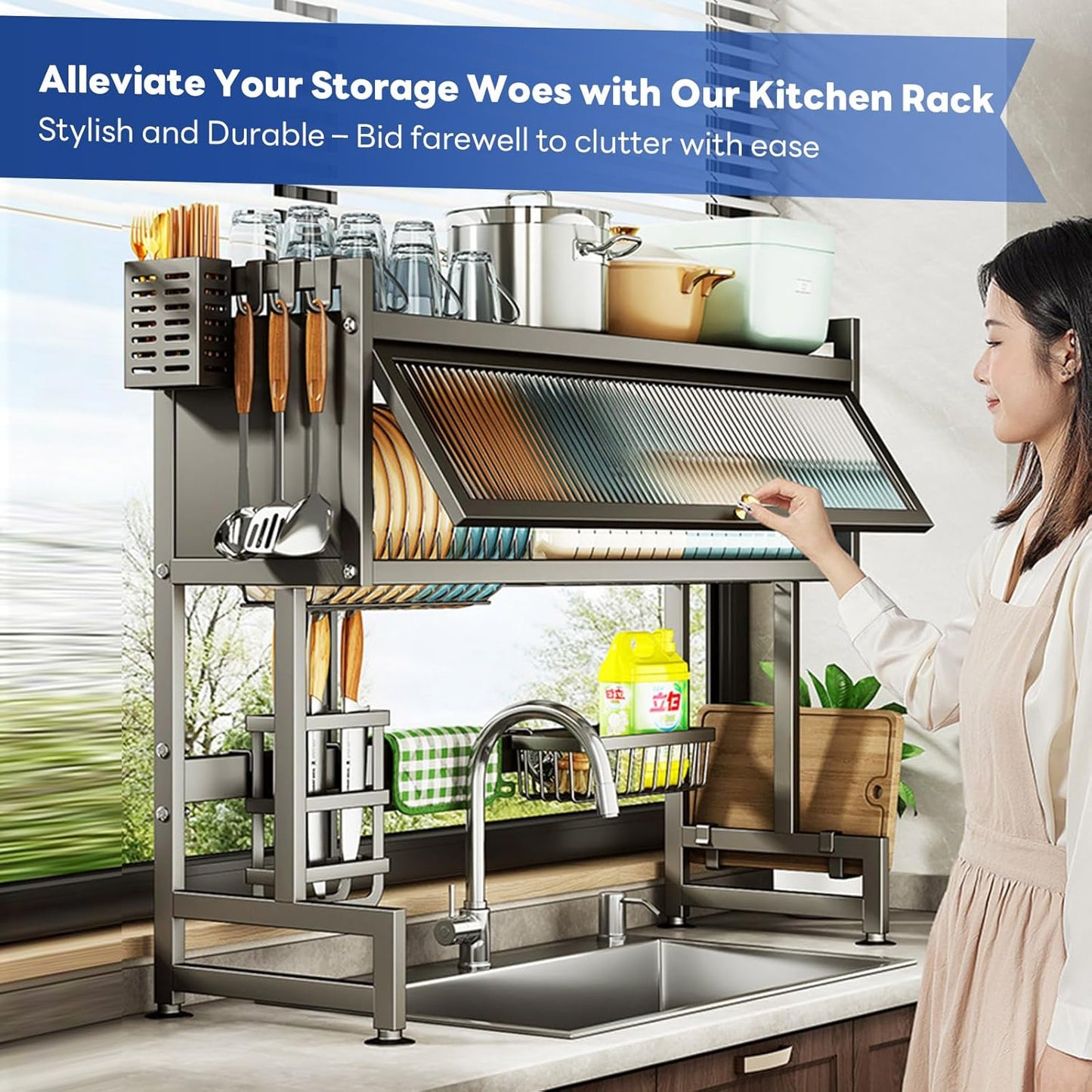 LUXORMOVE KITCHEN DISHES RACK - TRANSPARENT CABINET
