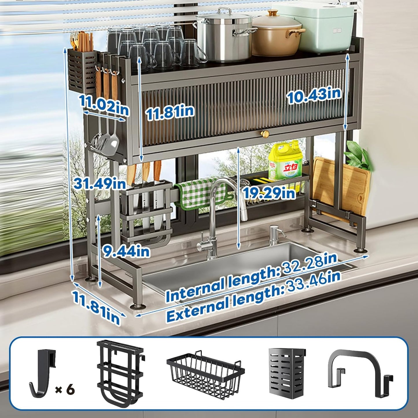 LUXORMOVE KITCHEN DISHES RACK - TRANSPARENT CABINET