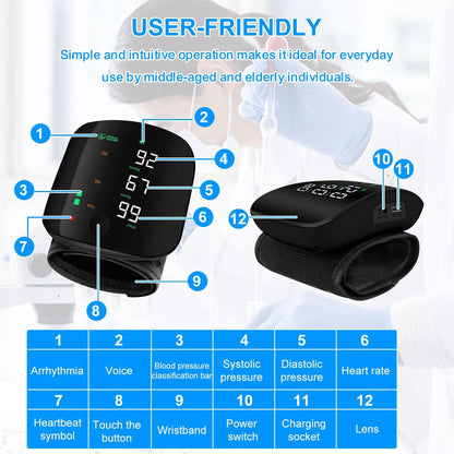 Wrist Blood Pressure Monitor, Rechargeable Monitors