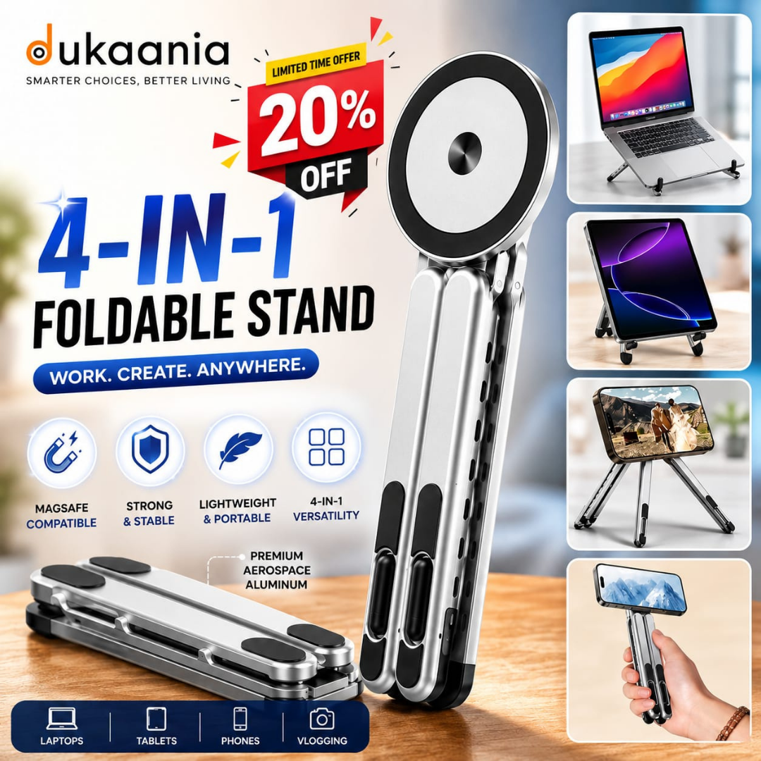 4-in-1 Foldable Laptop Stand & Magnetic Phone Holder