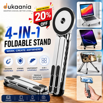 4-in-1 Foldable Laptop Stand & Magnetic Phone Holder