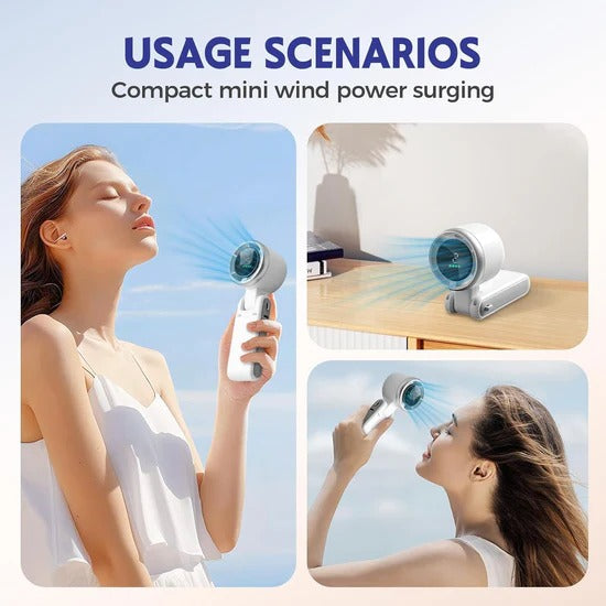 Portable Handheld Fan Mini Turbo Fan 5 Speed Strong Wind Personal