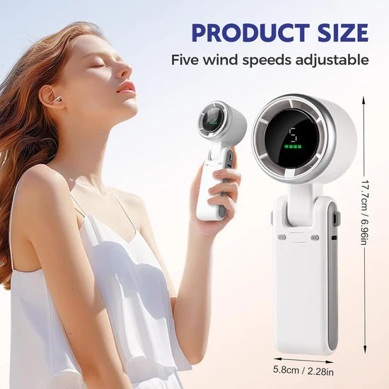 Portable Handheld Fan Mini Turbo Fan 5 Speed Strong Wind Personal