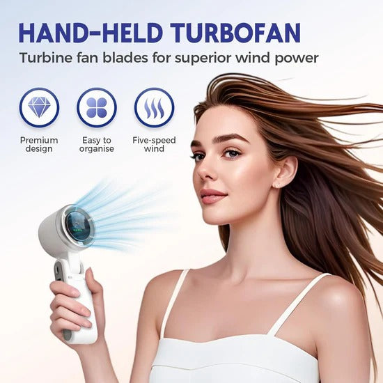 Portable Handheld Fan Mini Turbo Fan 5 Speed Strong Wind Personal