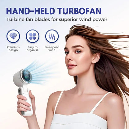 Portable Handheld Fan Mini Turbo Fan 5 Speed Strong Wind Personal