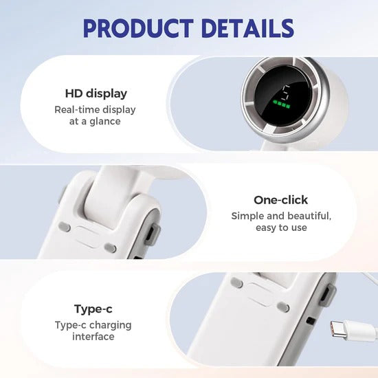 Portable Handheld Fan Mini Turbo Fan 5 Speed Strong Wind Personal